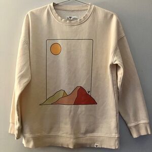 LIV Outdoor Cream Mountain Graphic Crewneck Sweatshirt